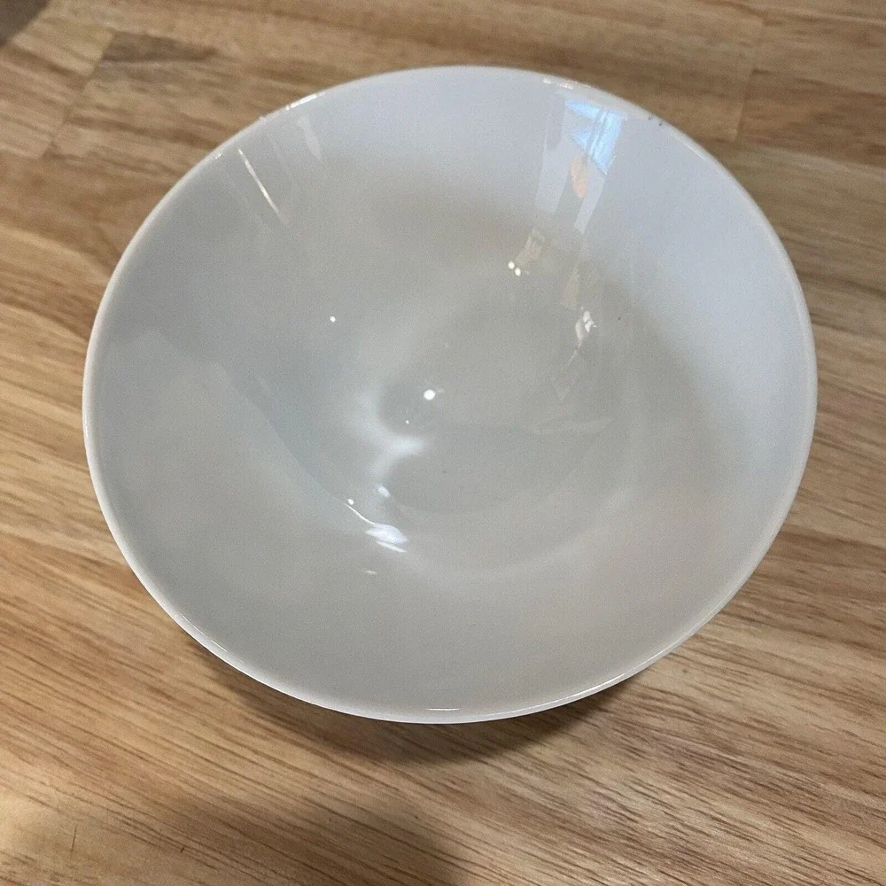 Vintage Japanese Flow Blue & White Porcelain‎ Rice Bowl Floral Flowers